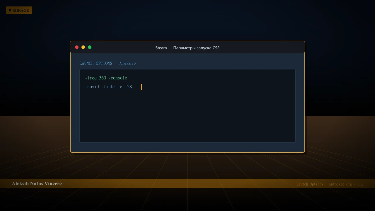 Конфиг Aleksib в CS2 — launch options и autoexec.cfg