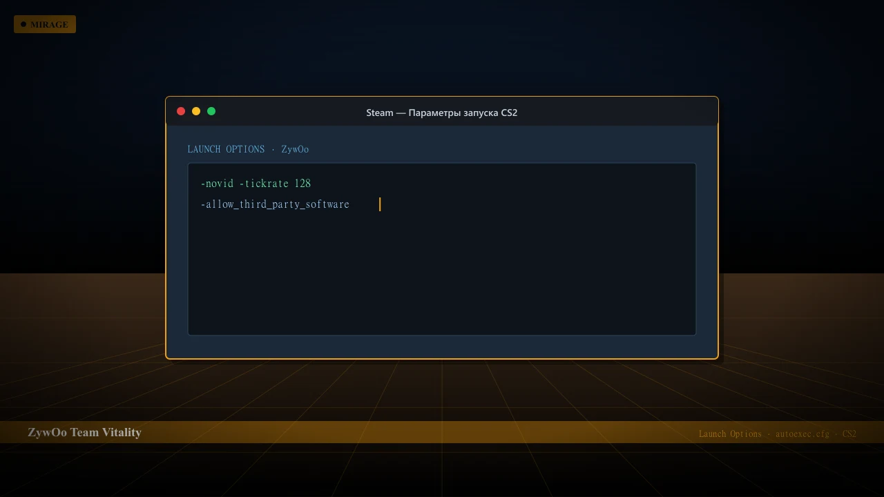 Конфиг ZywOo в CS2 — launch options и autoexec.cfg