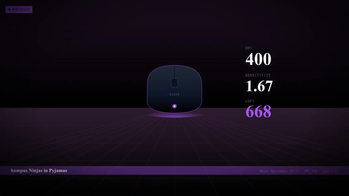 Мышь hampus в CS2 — Razer DeathAdder Elite, DPI 400, sens 1.67