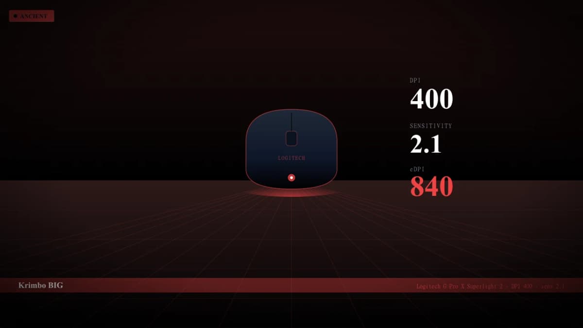 Мышь Krimbo в CS2 — Logitech G Pro X Superlight 2, DPI 400, sens 2.1
