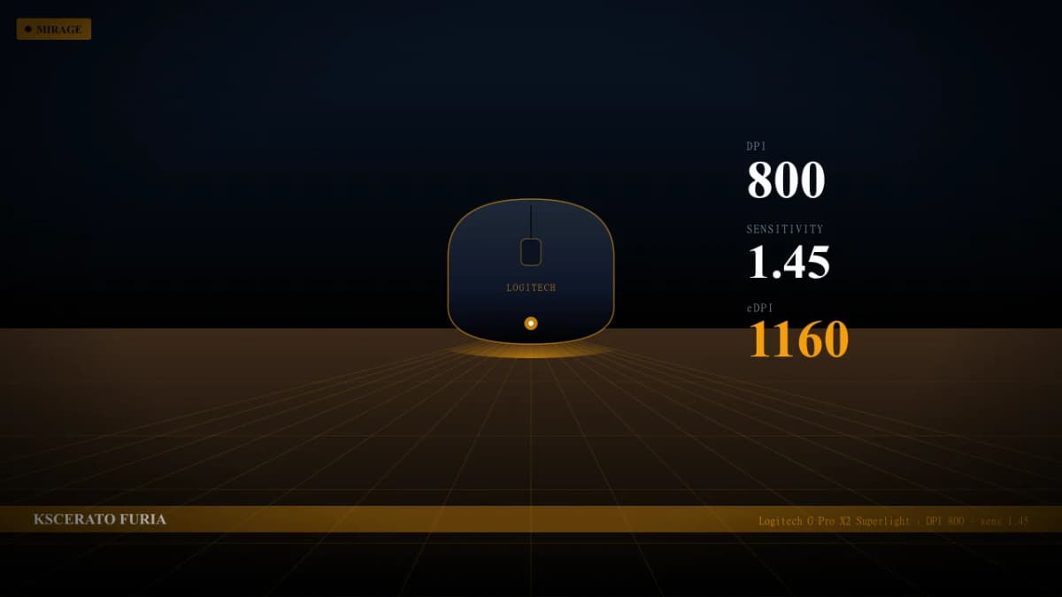 Мышь KSCERATO в CS2 — Logitech G Pro X2 Superlight, DPI 800, sens 1.45