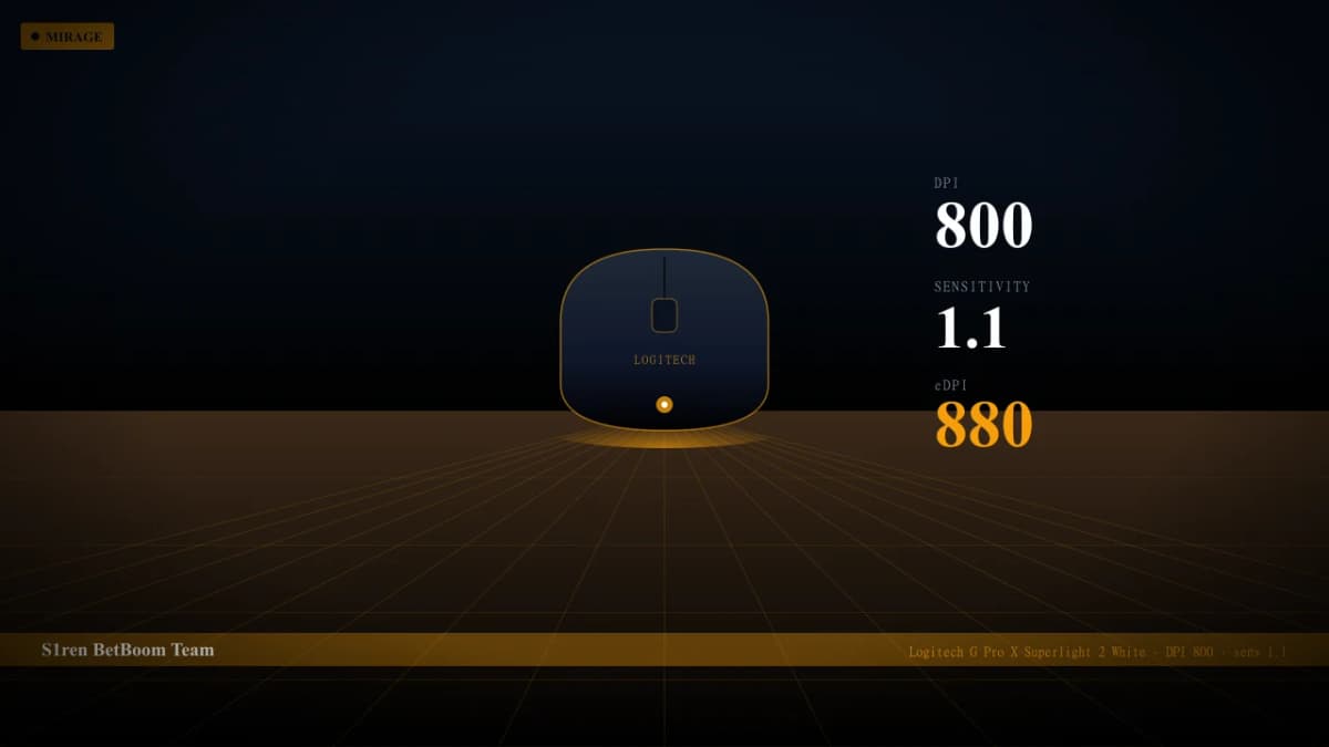 Мышь S1ren в CS2 — Logitech G Pro X Superlight 2 White, DPI 800, sens 1.1