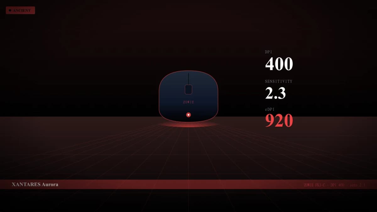 Мышь XANTARES в CS2 — ZOWIE FK1-C, DPI 400, sens 2.3
