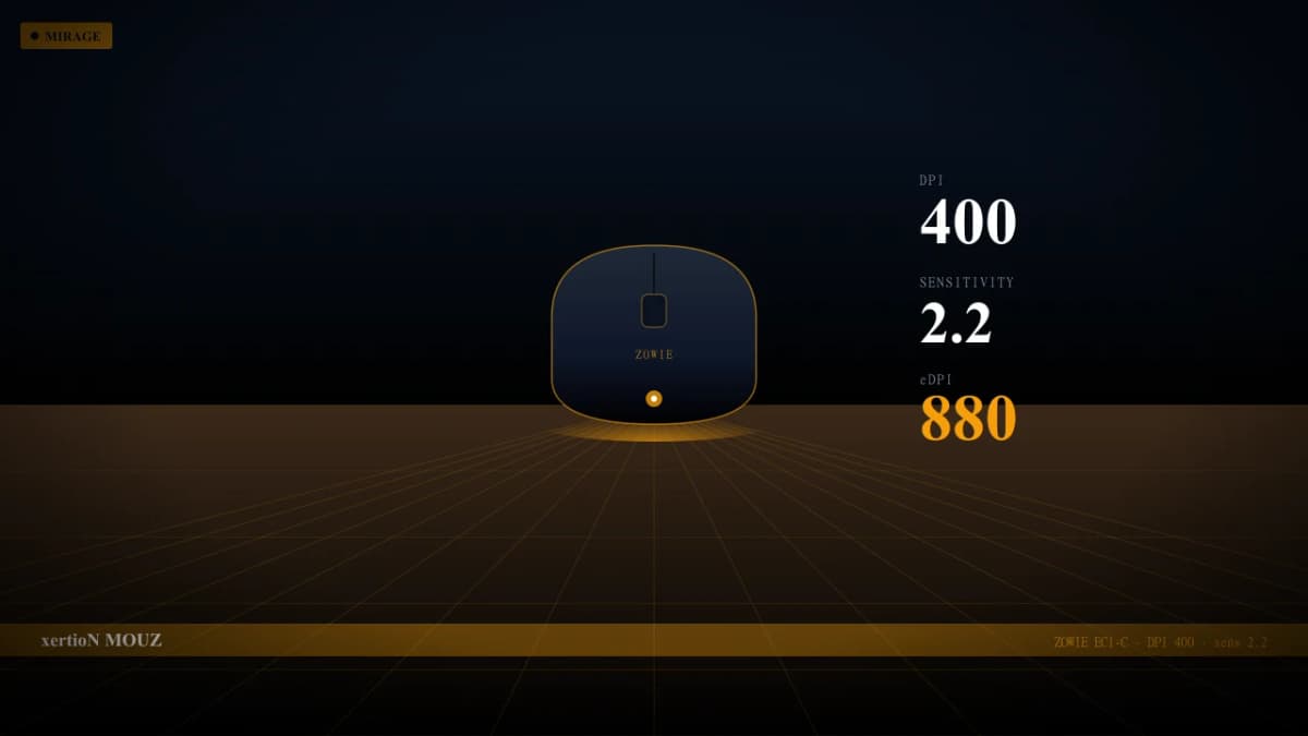 Мышь xertioN в CS2 — ZOWIE EC1-C, DPI 400, sens 2.2
