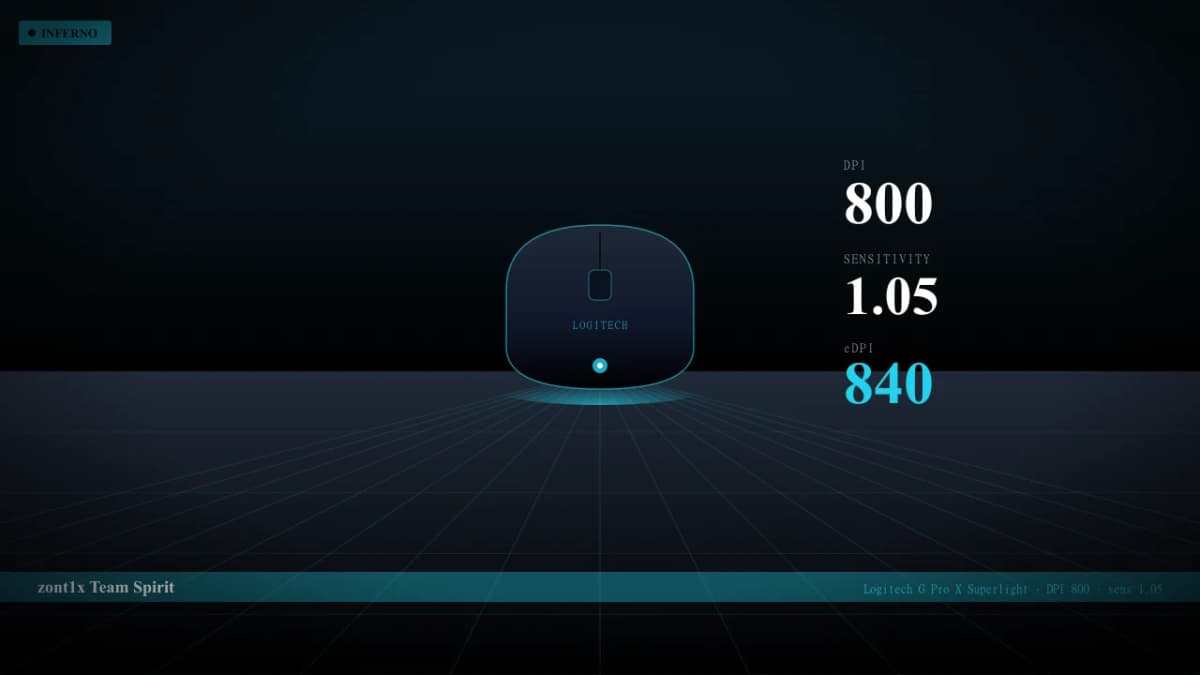 Мышь zont1x в CS2 — Logitech G Pro X Superlight, DPI 800, sens 1.05