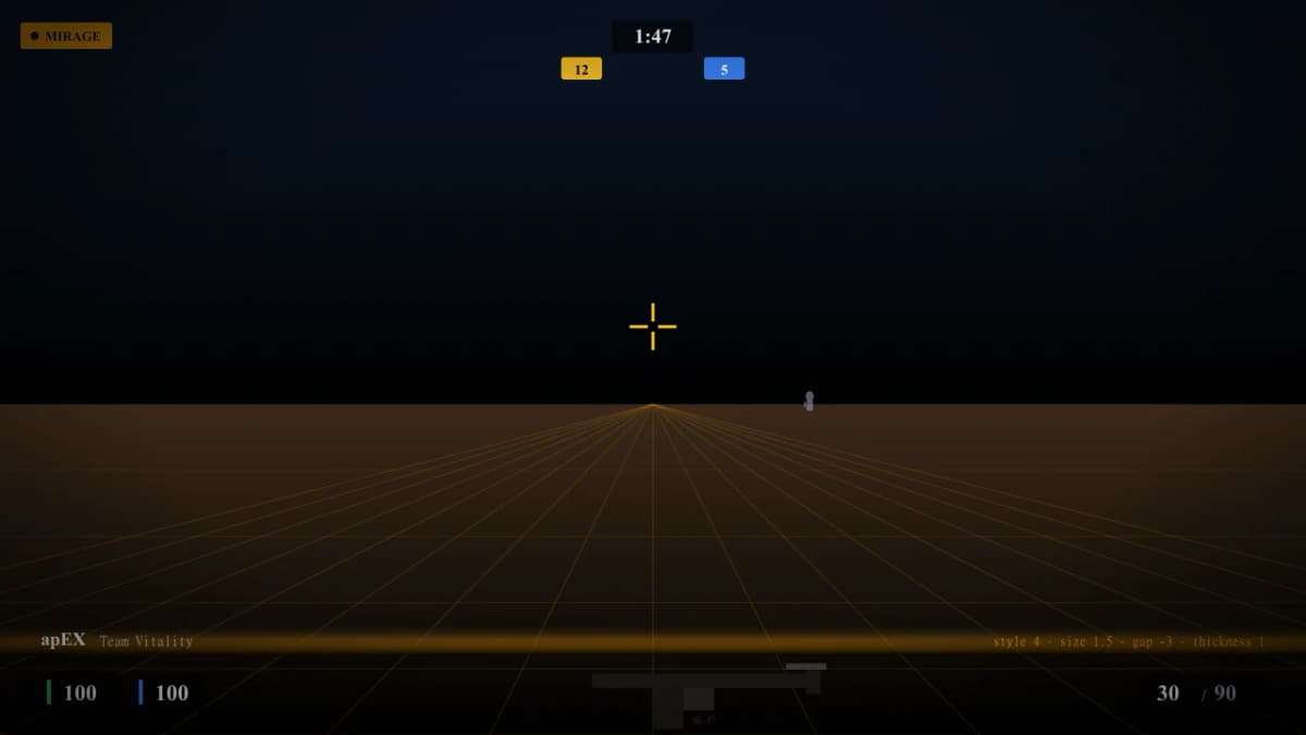 Прицел apEX в CS2 — превью настроек игрока Team Vitality