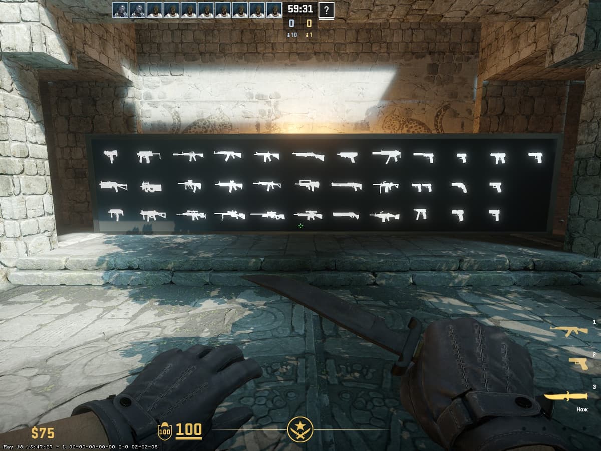 Выбор оружия 5E_Prac_Ancient_Prefire — стволы CS2 для тренировки префаера на Ancient