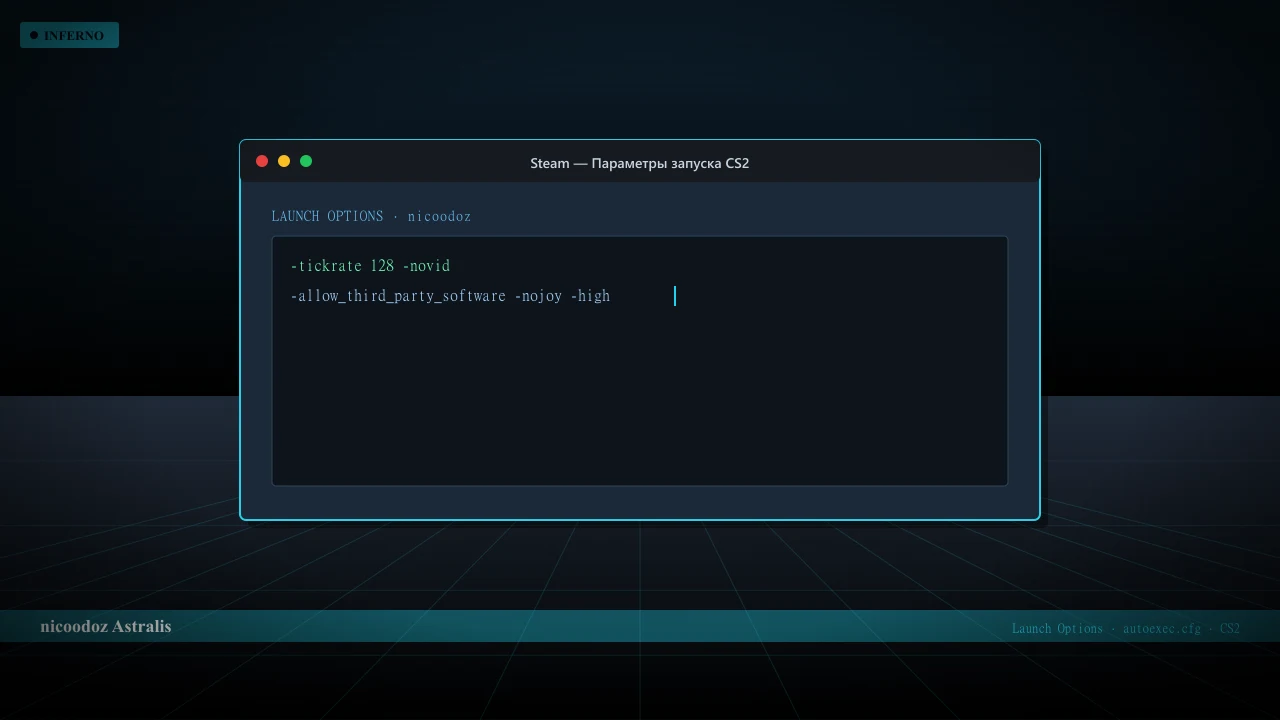 Конфиг nicoodoz в CS2 — launch options и autoexec.cfg