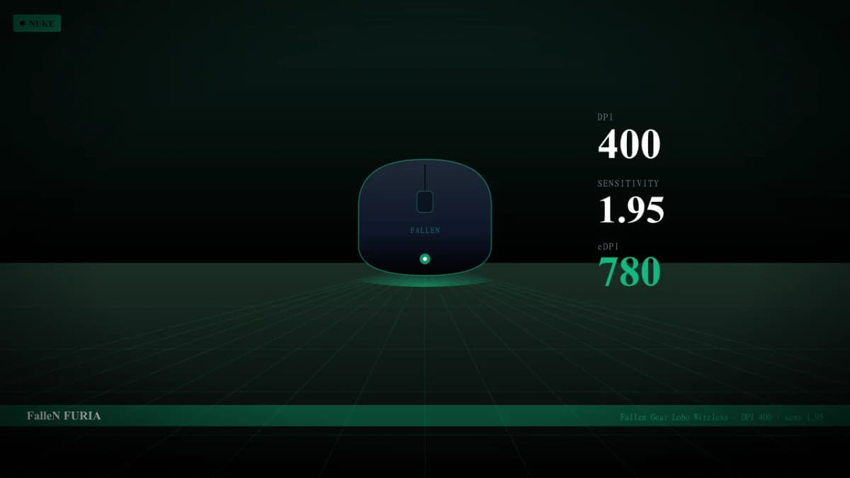 Мышь FalleN в CS2 — Fallen Gear Lobo Wireless, DPI 400, sens 1.95