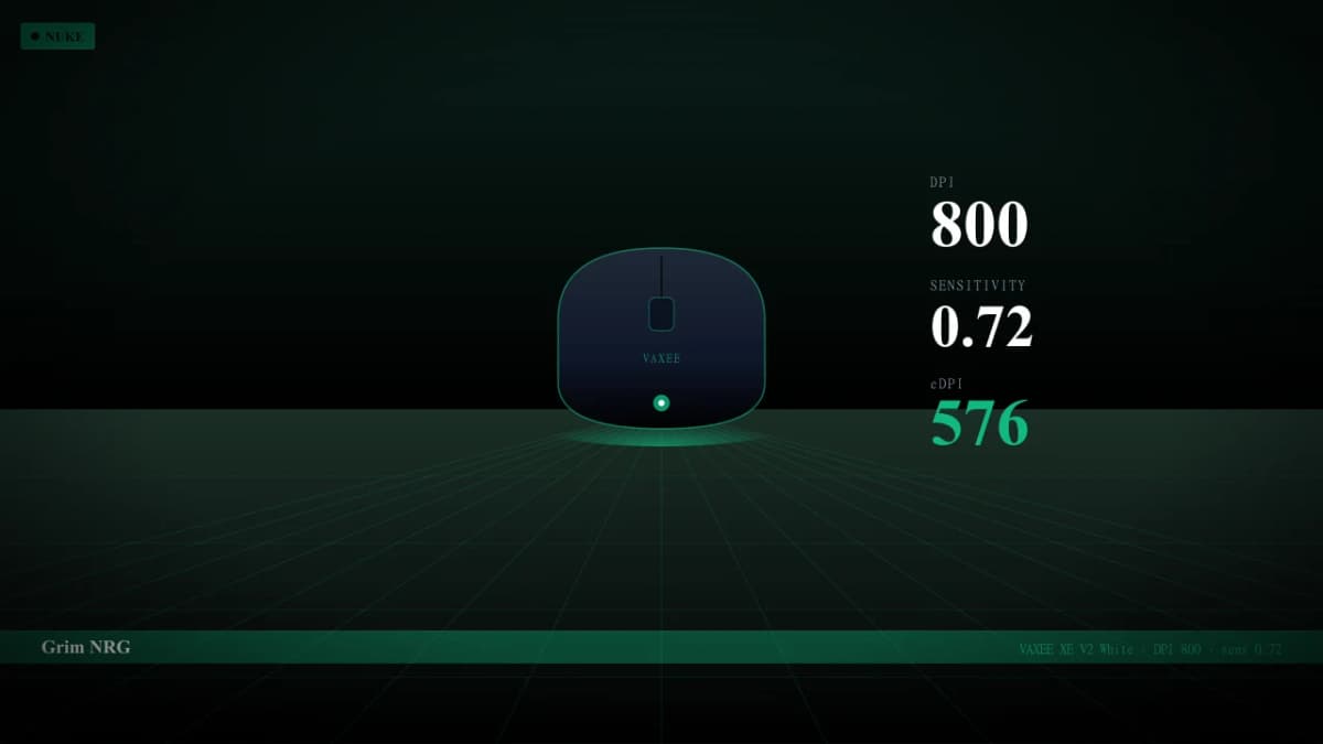 Мышь Grim в CS2 — VAXEE XE V2 White, DPI 800, sens 0.72