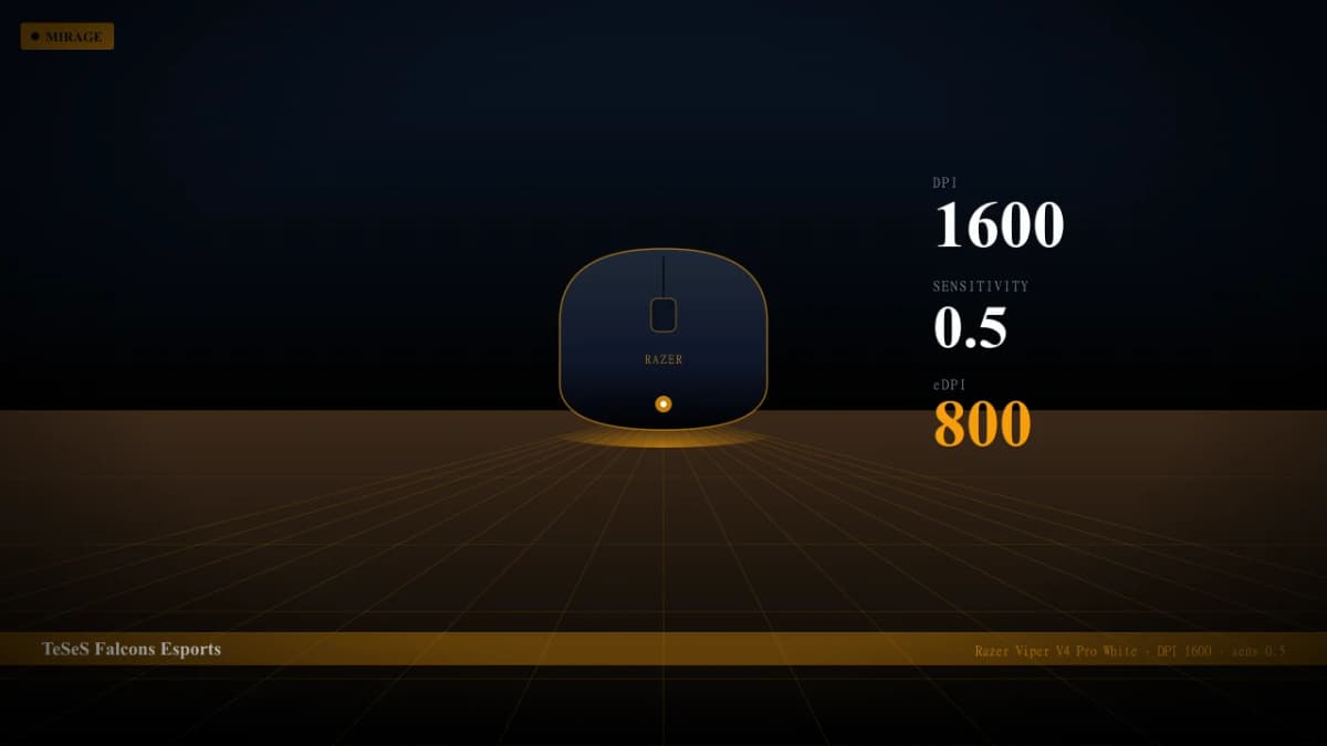 Мышь TeSeS в CS2 — Razer Viper V4 Pro White, DPI 1600, sens 0.5