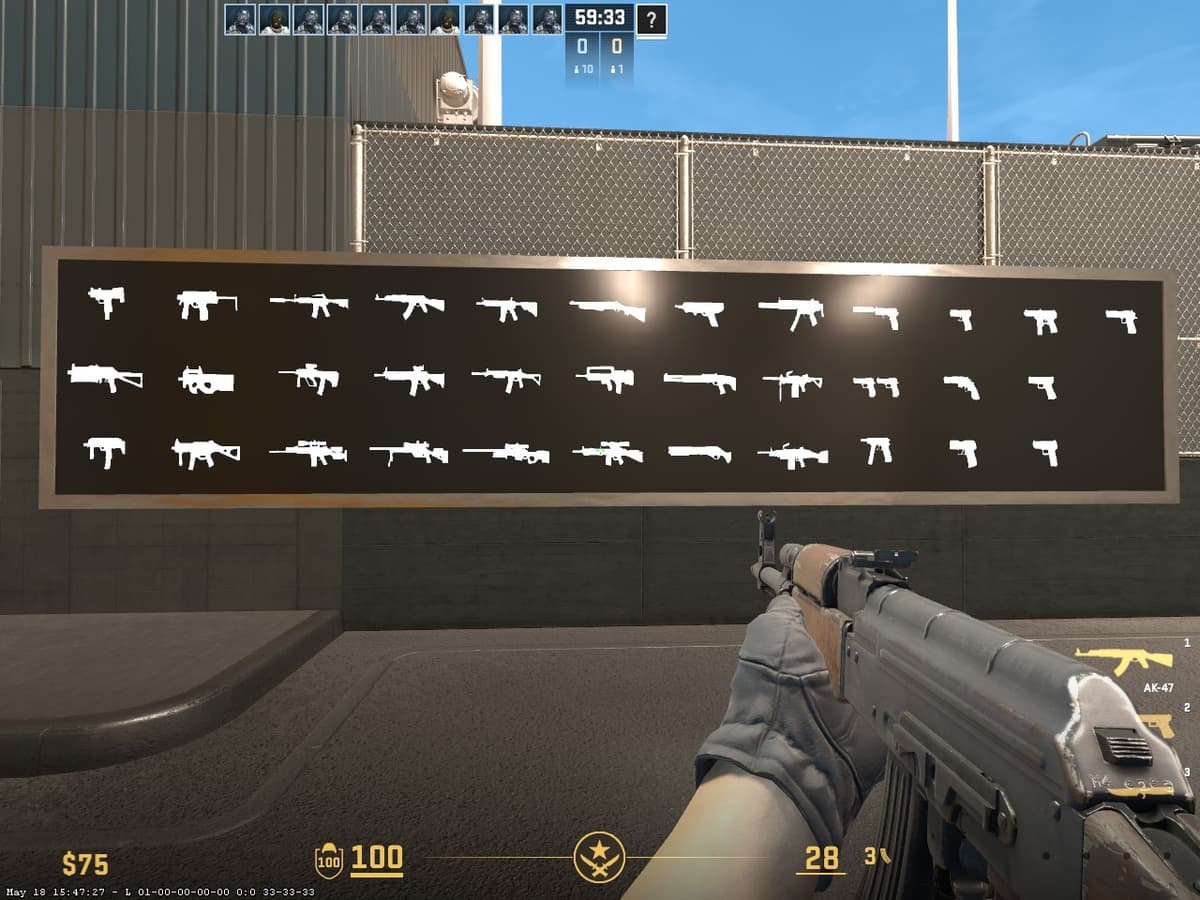 Выбор оружия 5E_Prac_Nuke_Prefire CS2 — стволы для тренировки префаера на двухуровневой Nuke