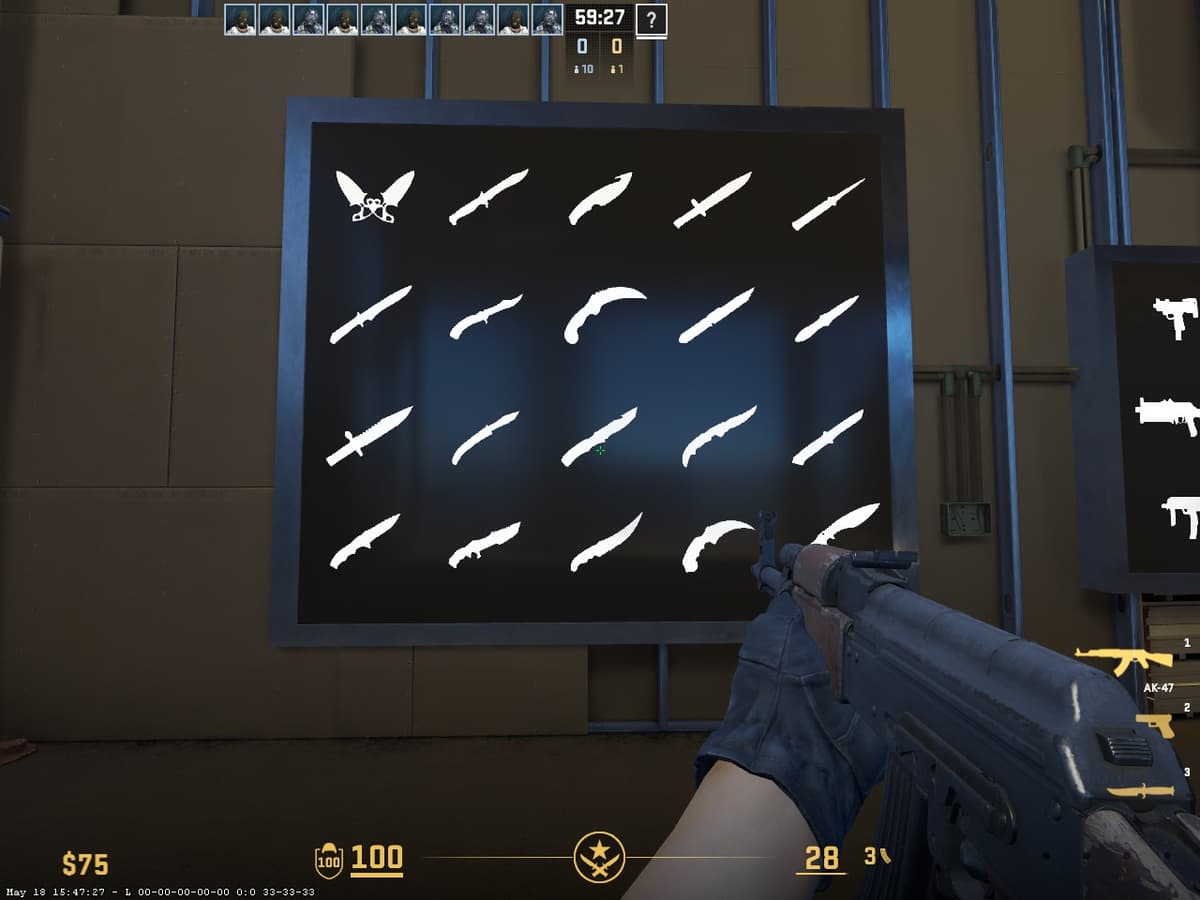 Выбор ножей 5E_Prac_Vertigo_Prefire — ножи CS2 для Workshop-карты