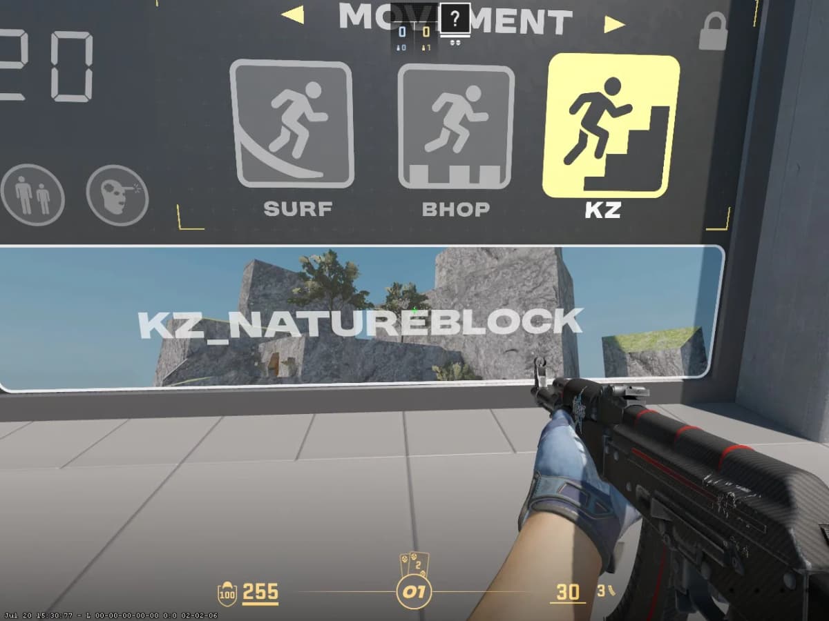 Выбор KZ_NATUREBLOCK в разделе движения на карте TRAINING.01